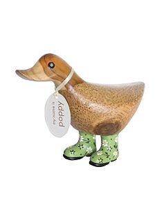 DCUK Natural Finish Ducky with Floral Welly Boots-Green